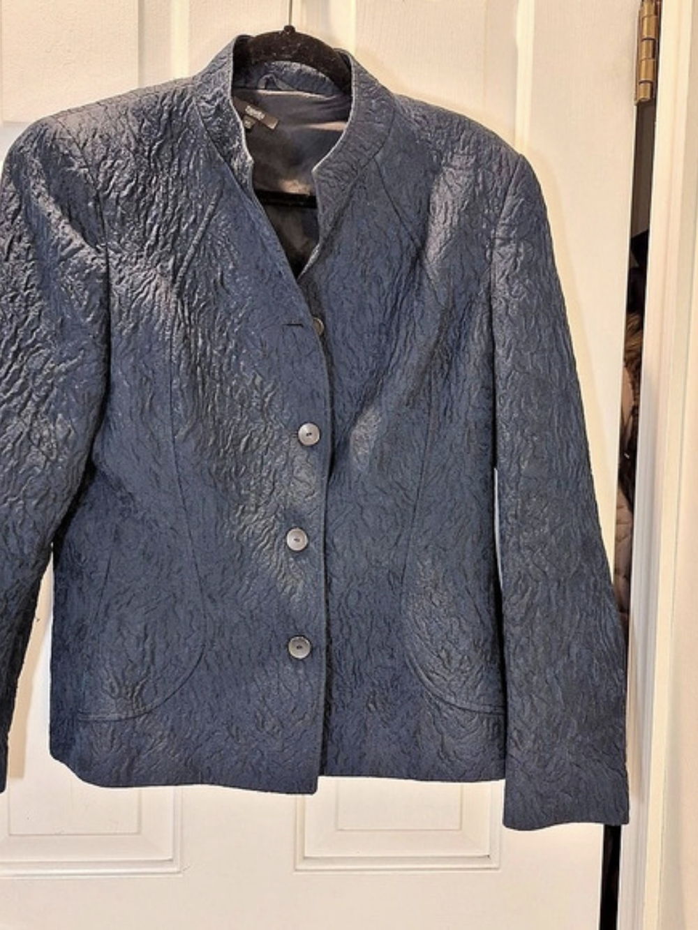 Zanella Hana Textured Blazer in Blue Size 12 Like New